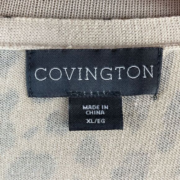 Covington Button Down Leopard Print Cardigan Sweater Top Size XL EUC - Picture 6 of 7